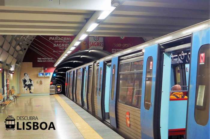 Metrô em Lisboa na estação Aeroporto