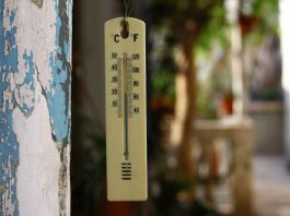 O tempo e a temperatura em Lisboa termômetro